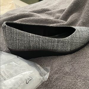 Anne Klein Black and White Tweed Slip-On Loafer